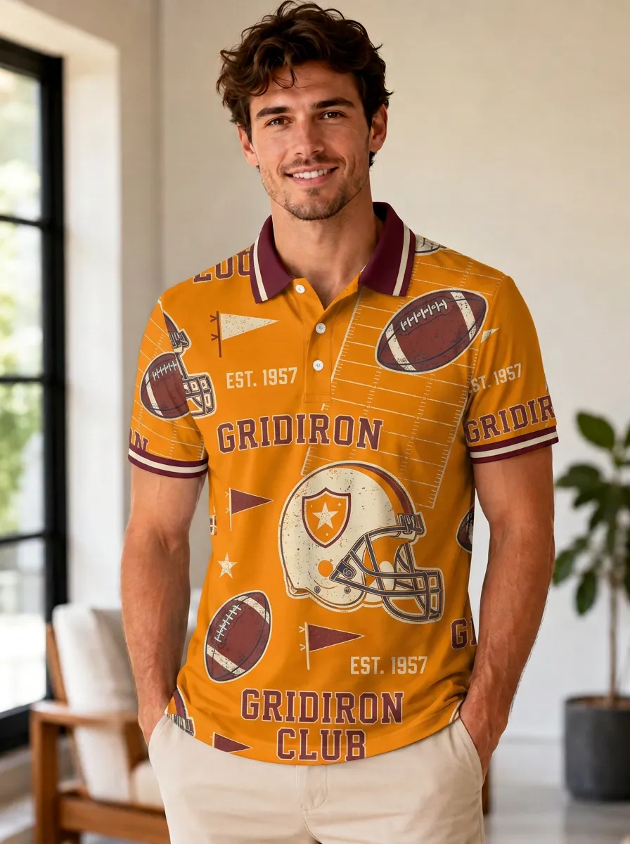 Men's Traditional Gridiron Helmet Polo Shirt