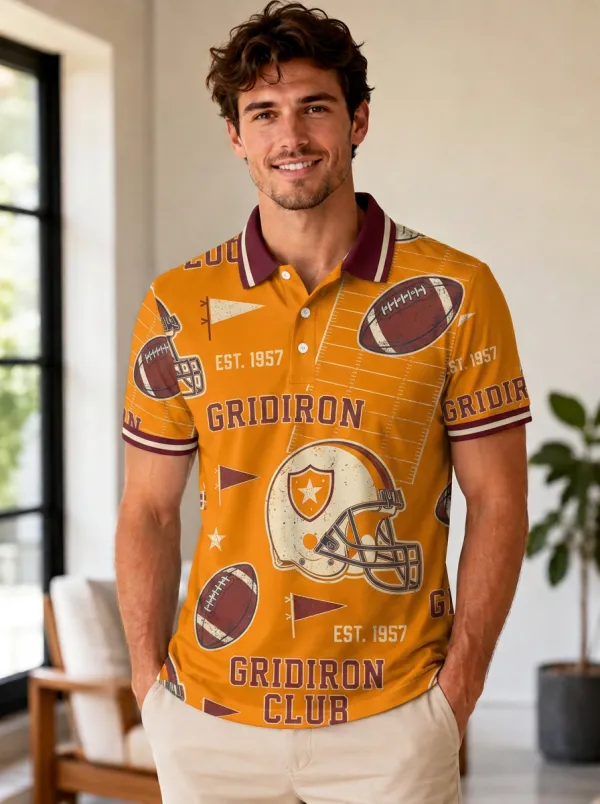 Men's Traditional Gridiron Helmet Polo Shirt