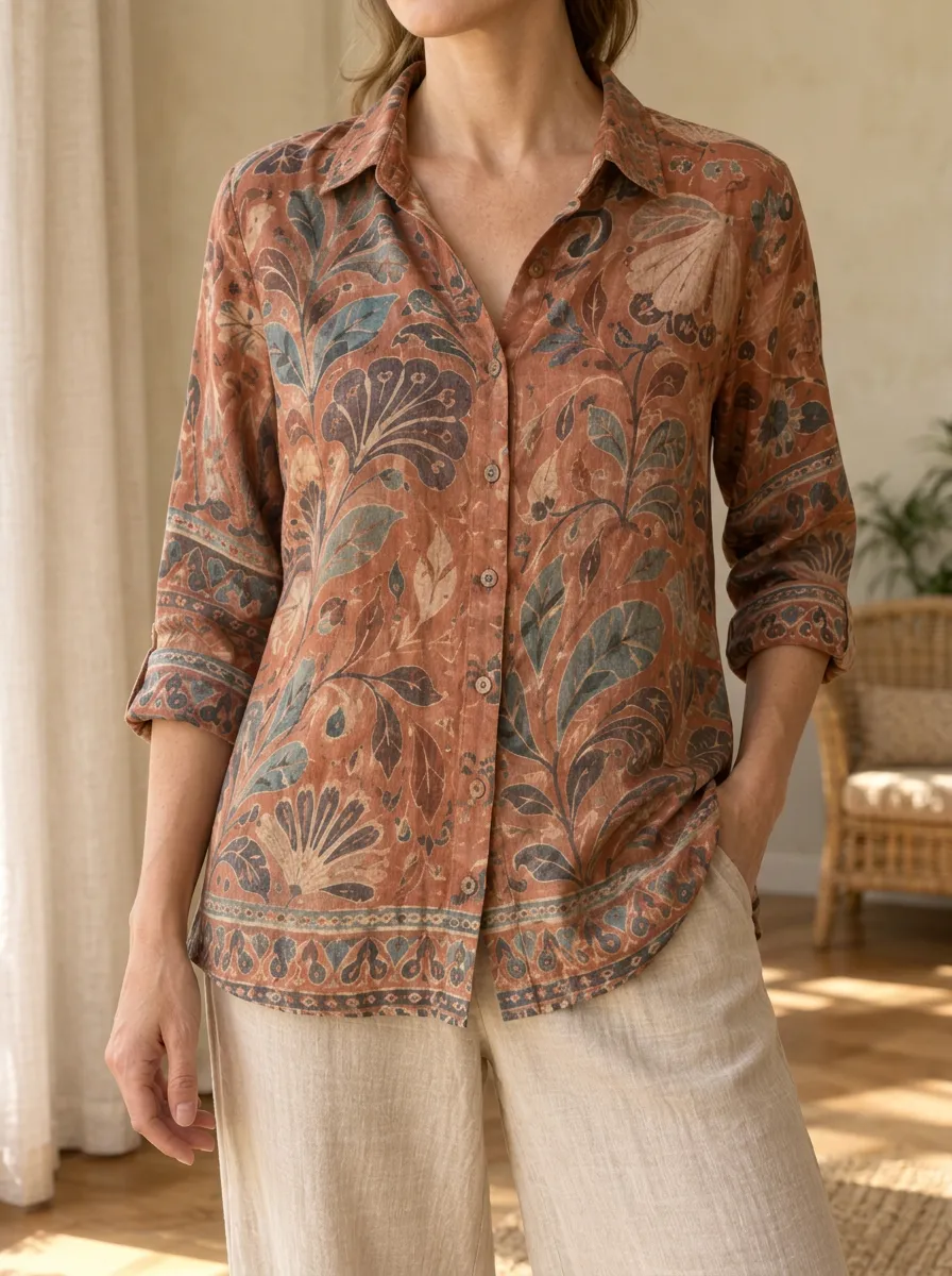 Women's Bloom Vintage Botanical Floral Shirt