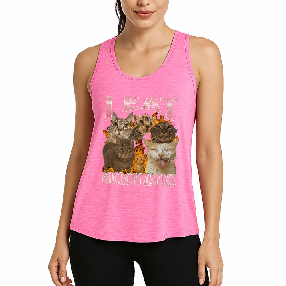I Eat Microplastics Funny Cat Meme Athletic Tank