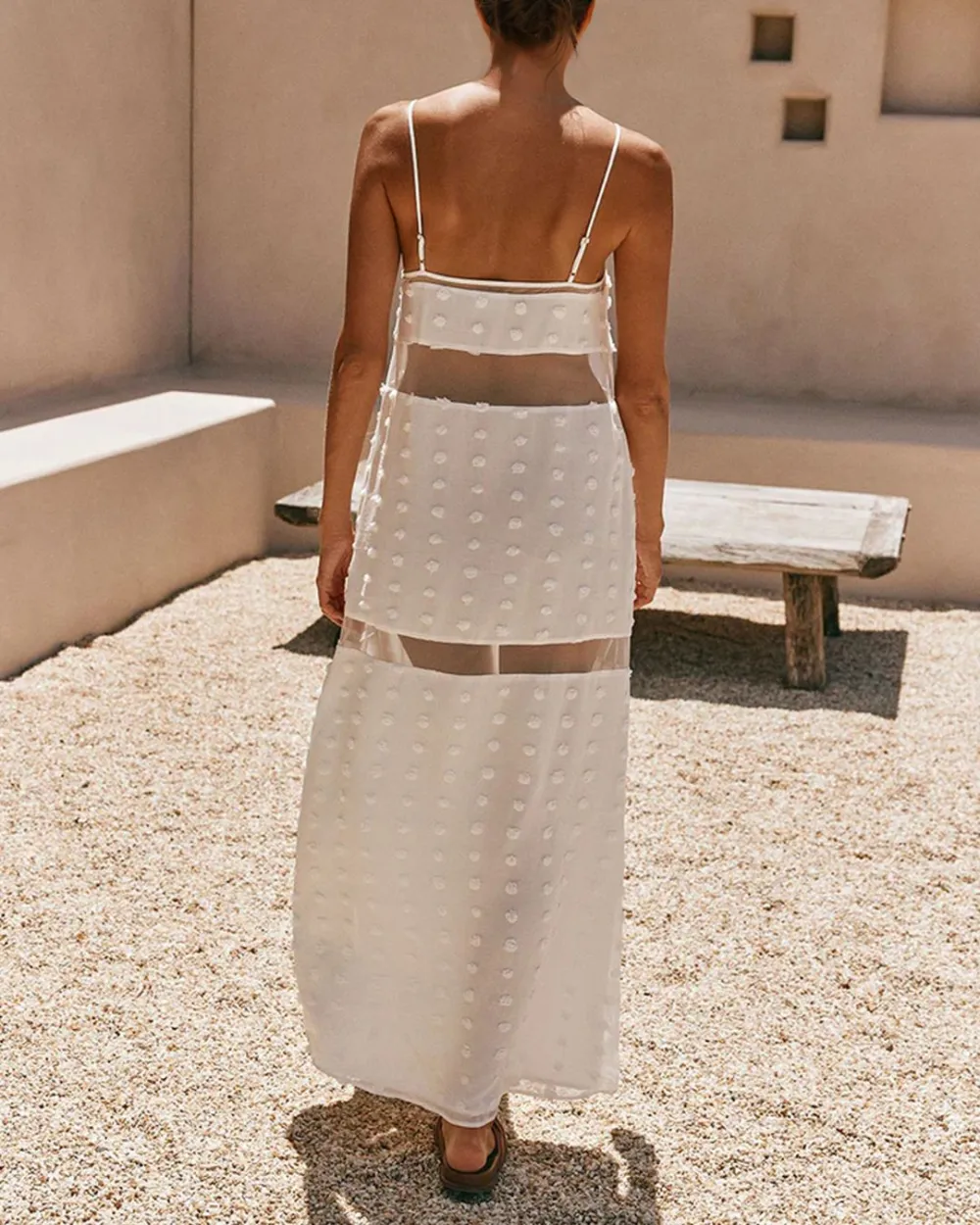 Tiered Textured Floral Mesh Cami Dress