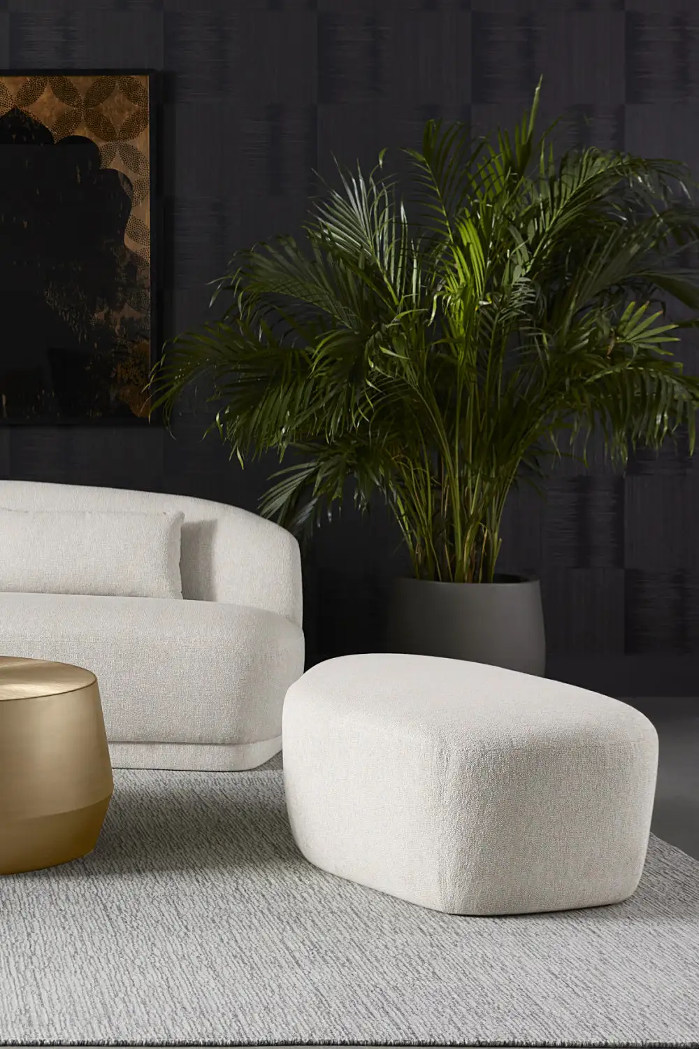 Curved Upholstered Ottoman