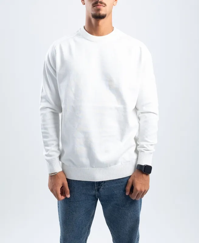 Stitched Knit Crewneck Pullover