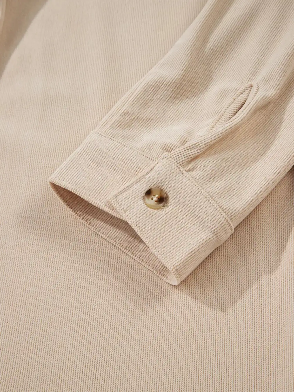 Polished Detail Corduroy Half Button Long Sleeve Mini Dress