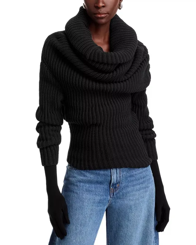 Ribbed Wool Blend Long Sleeve Top