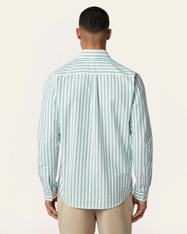 Oxford Shirt Green / White Stripe