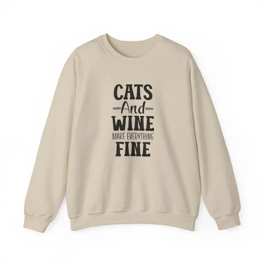 Cat Wine Graphic Crewneck Sweatshirt