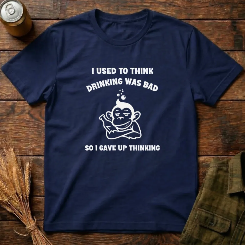 Drinking Was Bad Graphic Cotton T-Shirt