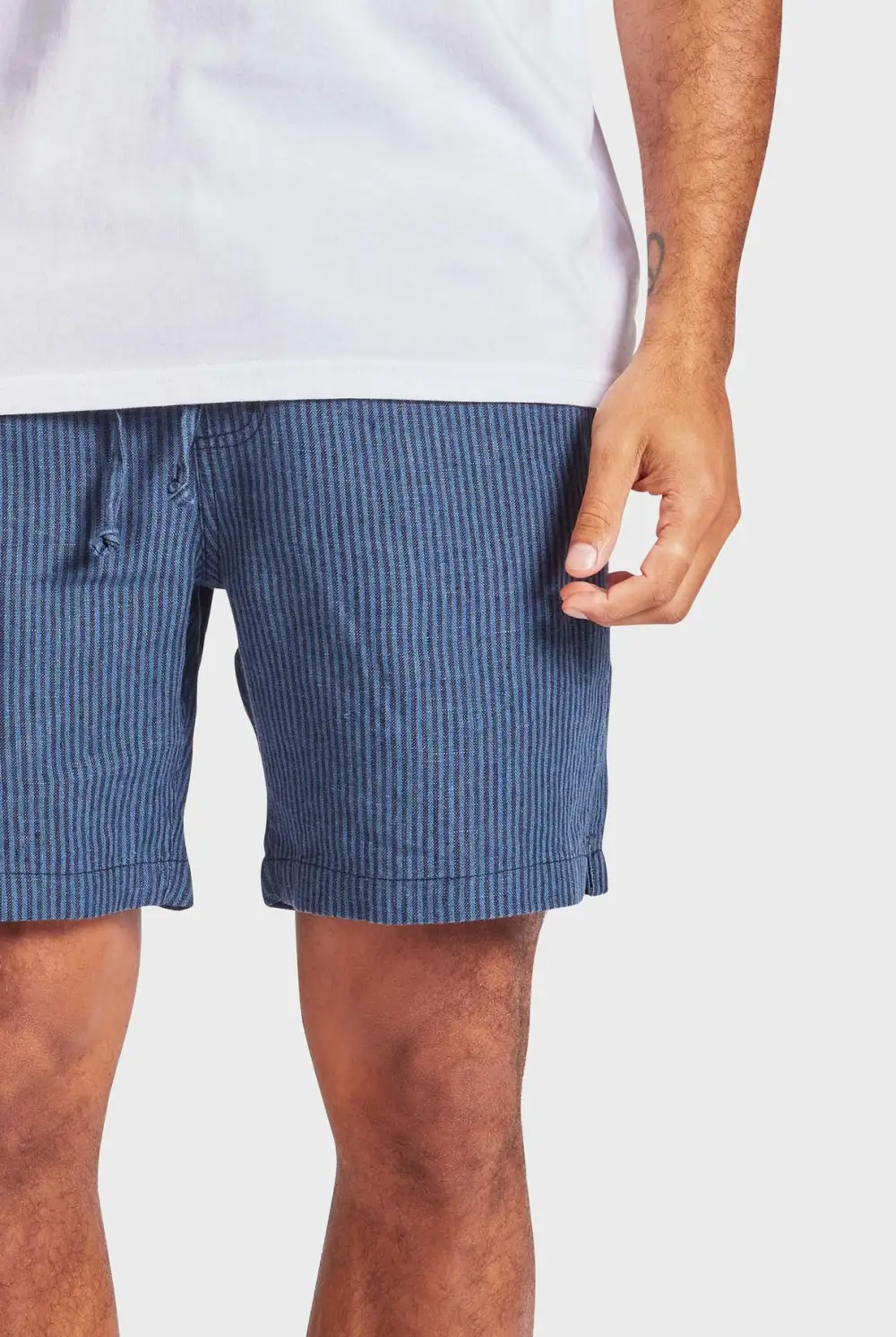 Vertical Striped Linen Blend Casual Resort Shorts