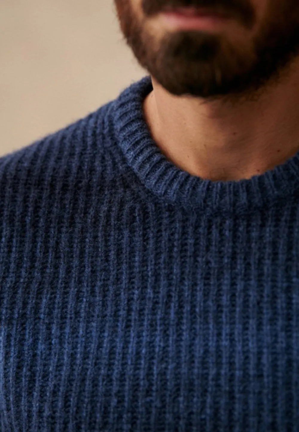 Blue Ombre Ribbed Knit Crew Neck Sweater