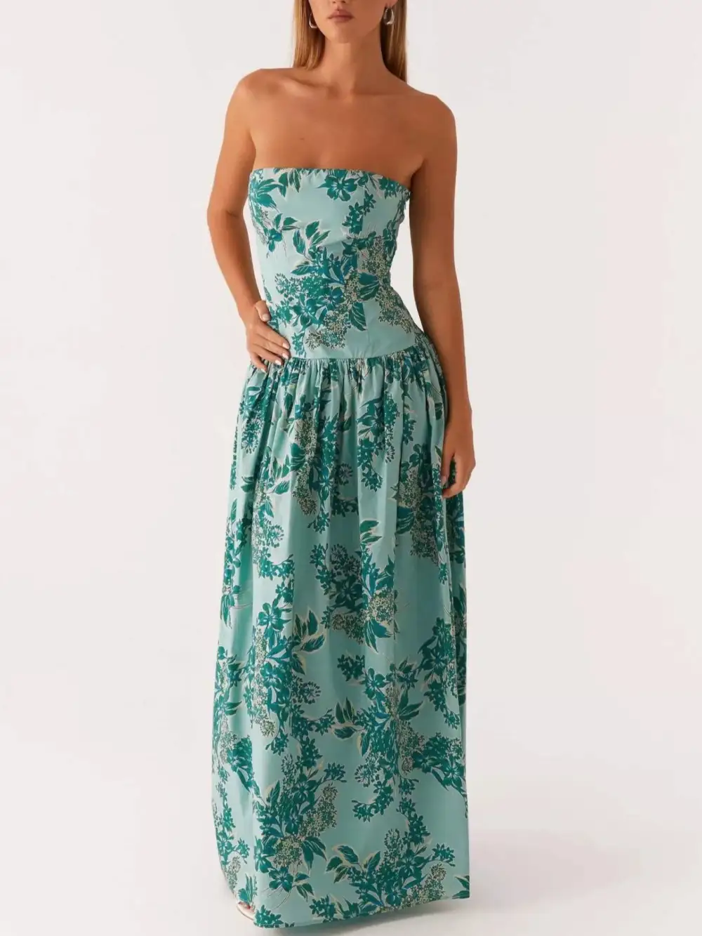 Ruched Printed Maxi Dress