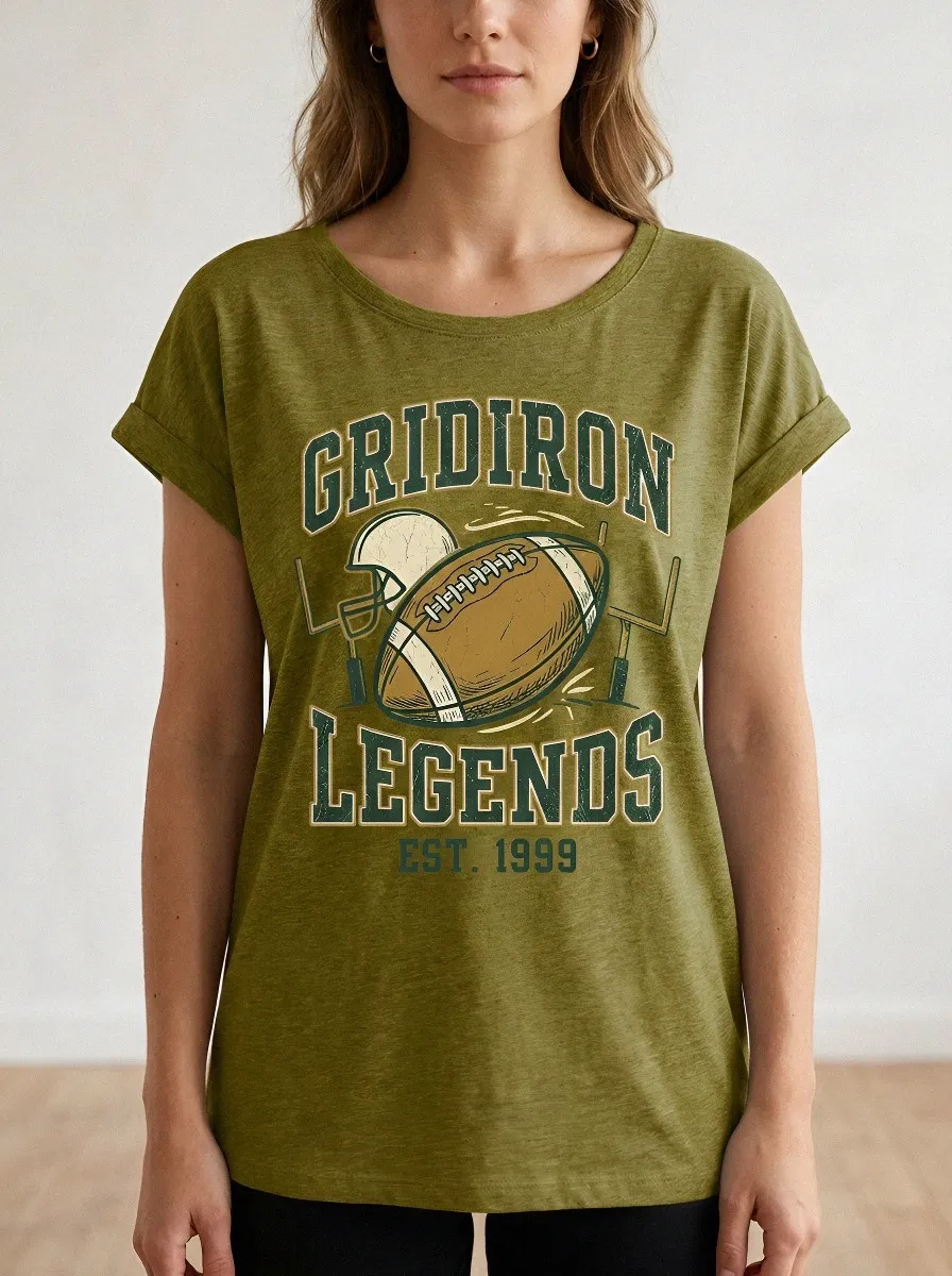 Women's American Football Gridiron Legends Helmet Graphic T-shirt