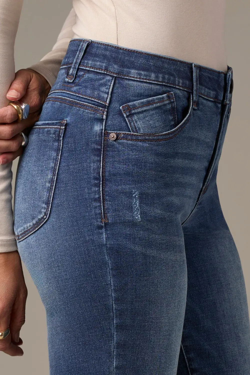 Mid Rise Straight Leg Jeans