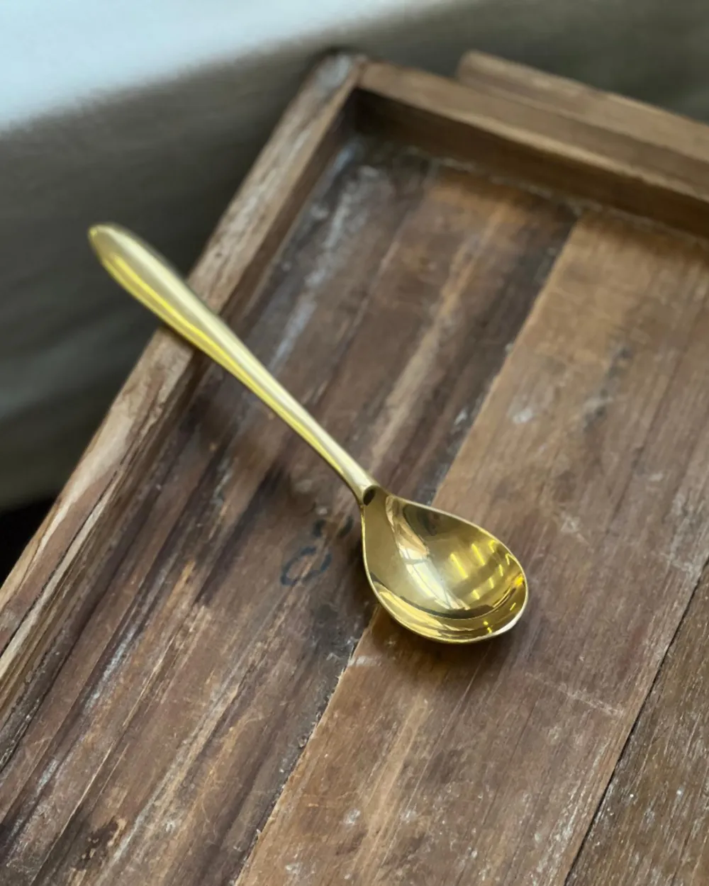 Thick Handle Brass Soup Spoon