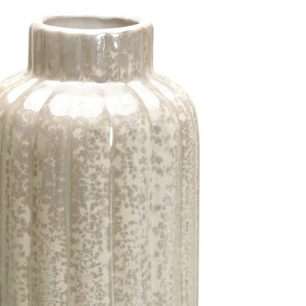 Ivory Tall Ribbed Vase