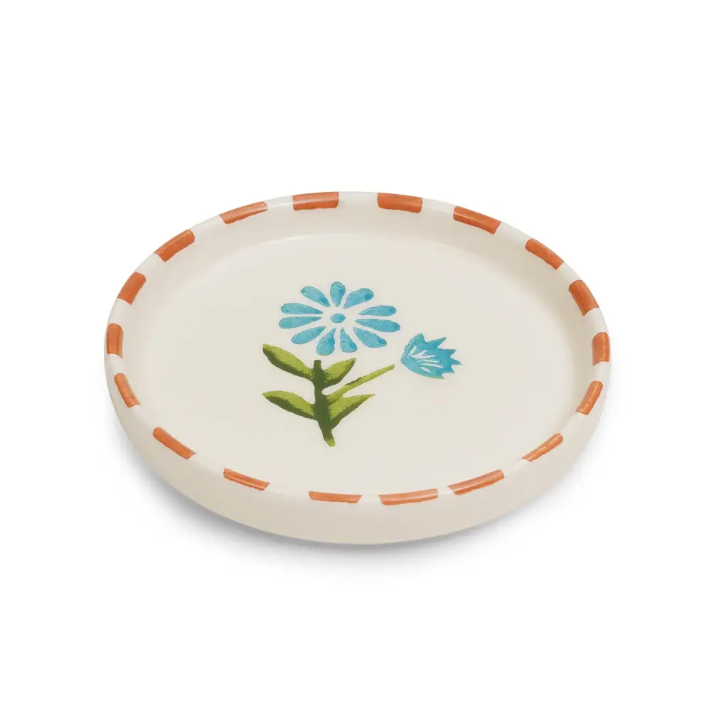 Orange Blue Painted Coaster Pair