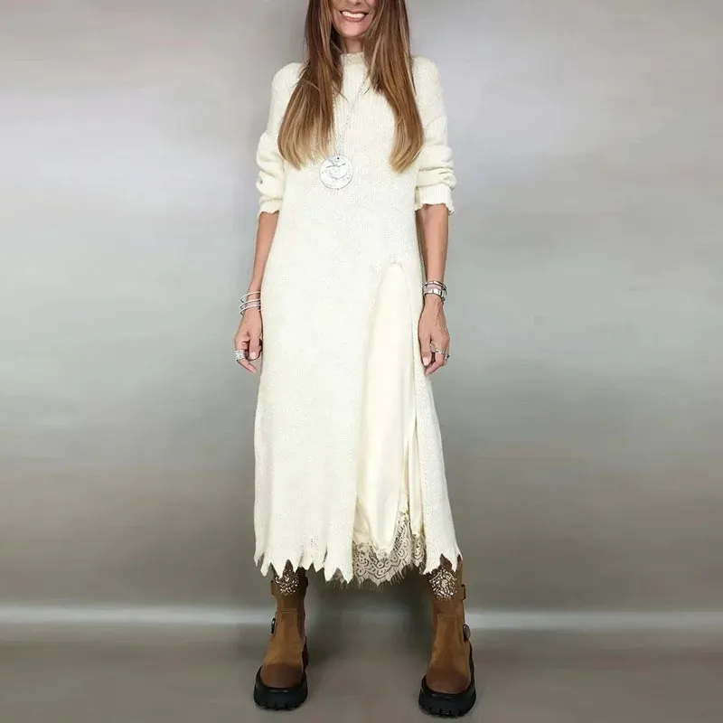 Elegant Knit and Lace Two-Piece Set