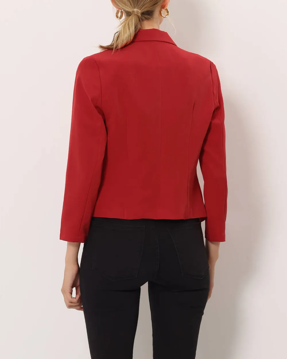 Casual Open Front Crop Suit Blazer Jacket
