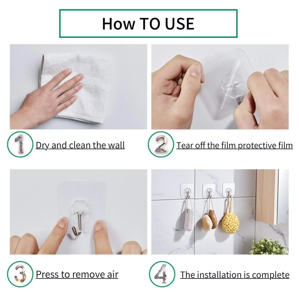 (20Pcs-Set)Single Transparent Sticker hook