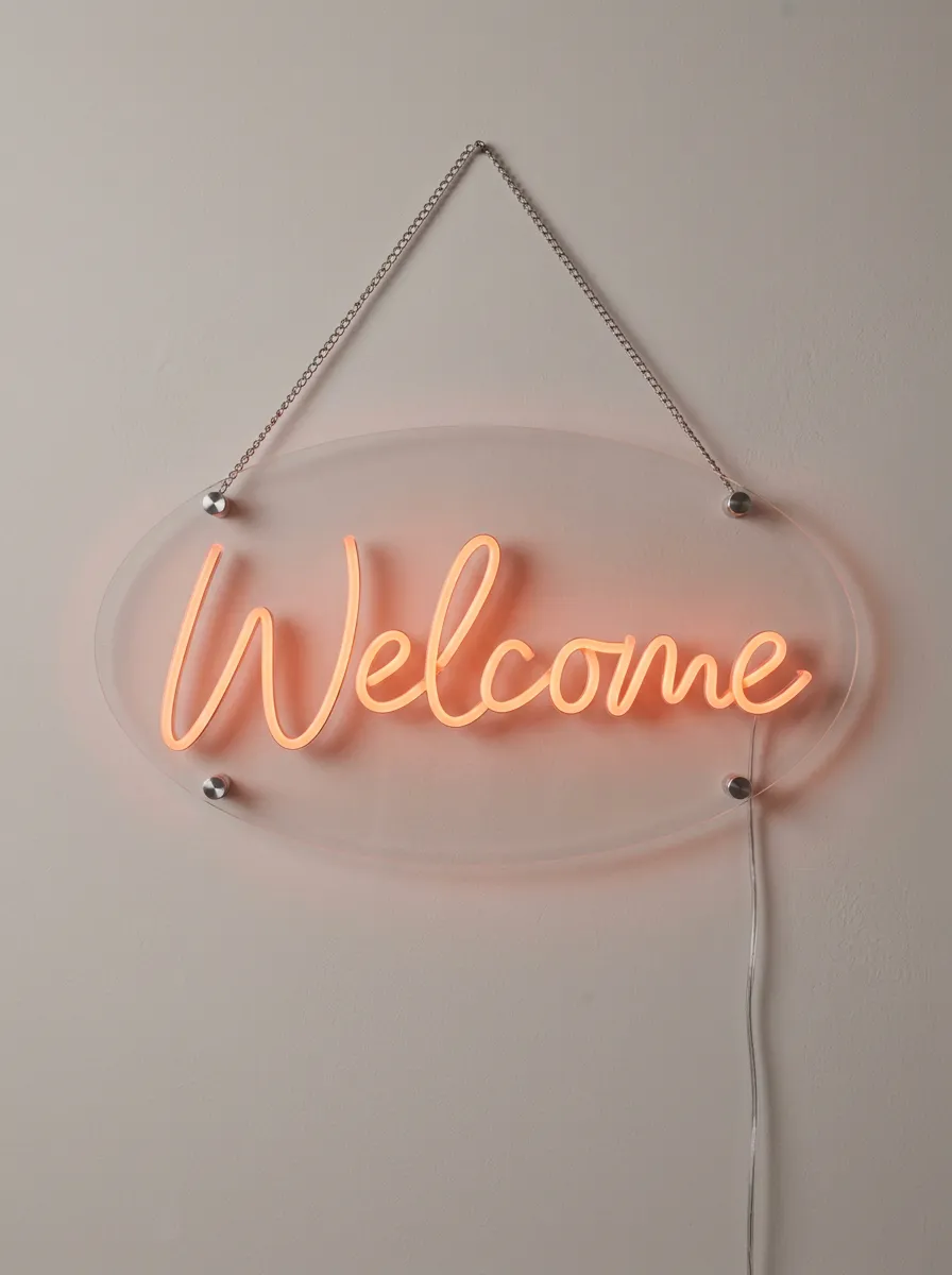 Compact Script Acrylic Welcome Neon Sign