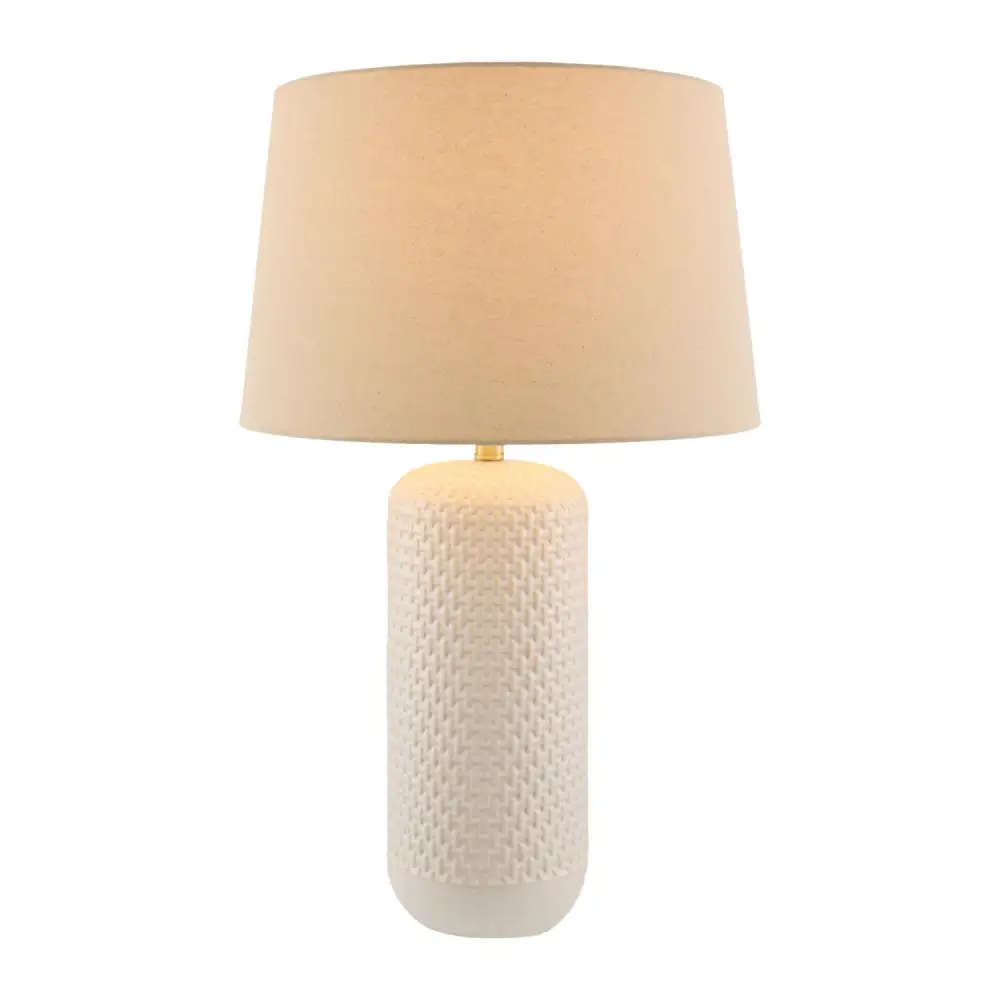 Painted Linen Shade Ceramic Table Lamp