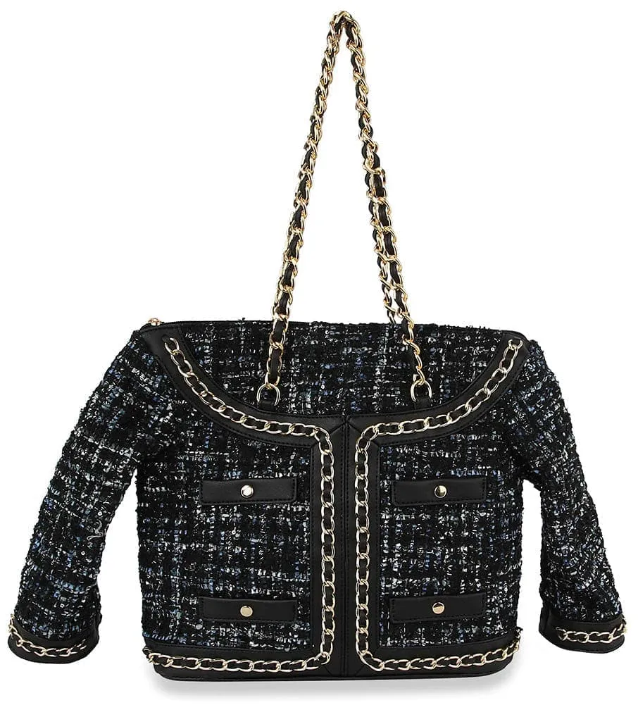 Chain Accent Pocketed Shoulder Bag