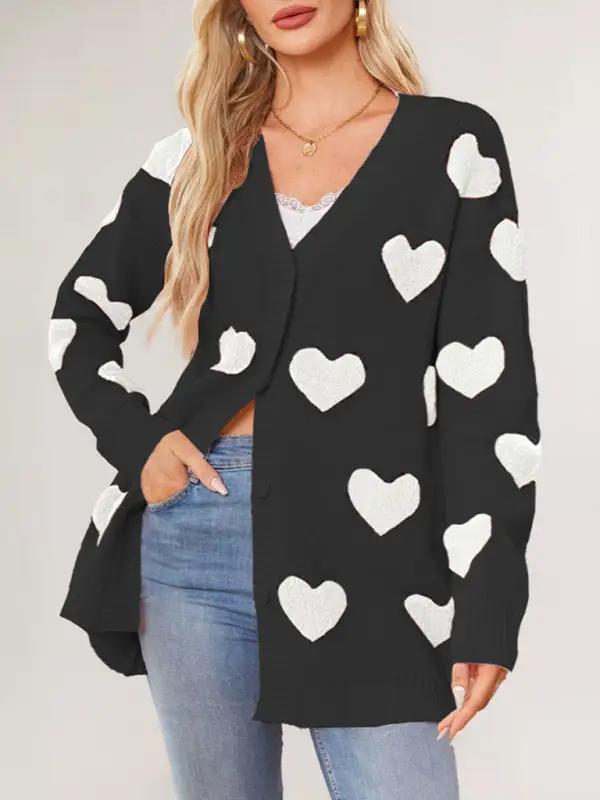 V-Neck Knit Pocketed Cardigan