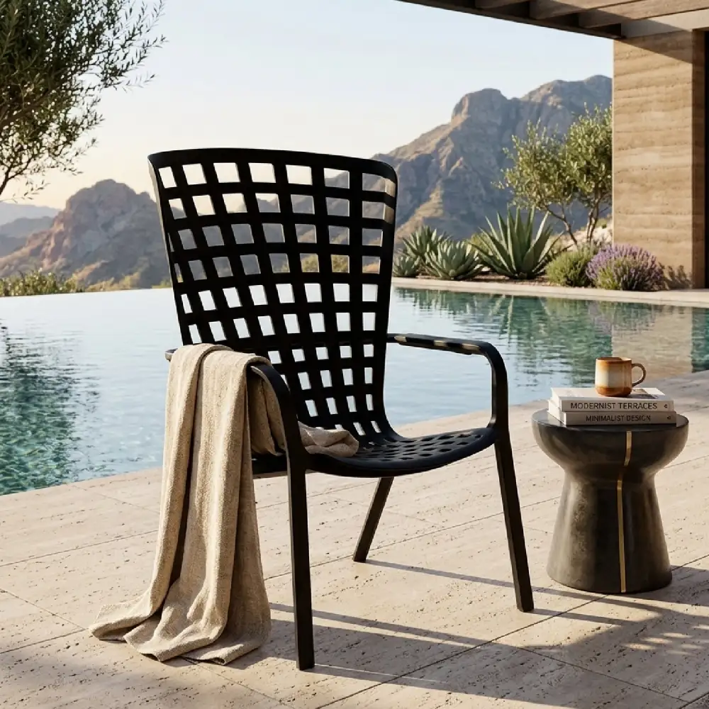 Square Perforated Reclining Outdoor Armchair