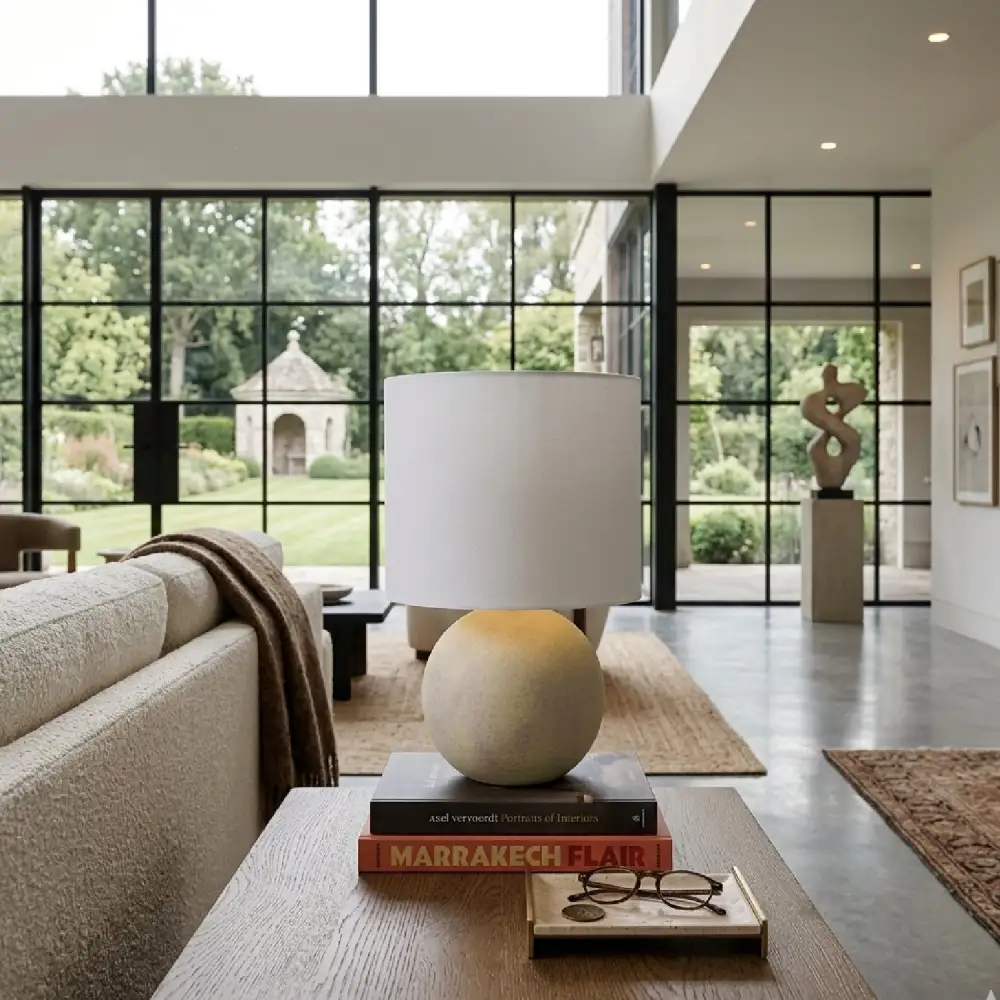 Round Glazed Ceramic Table Lamp