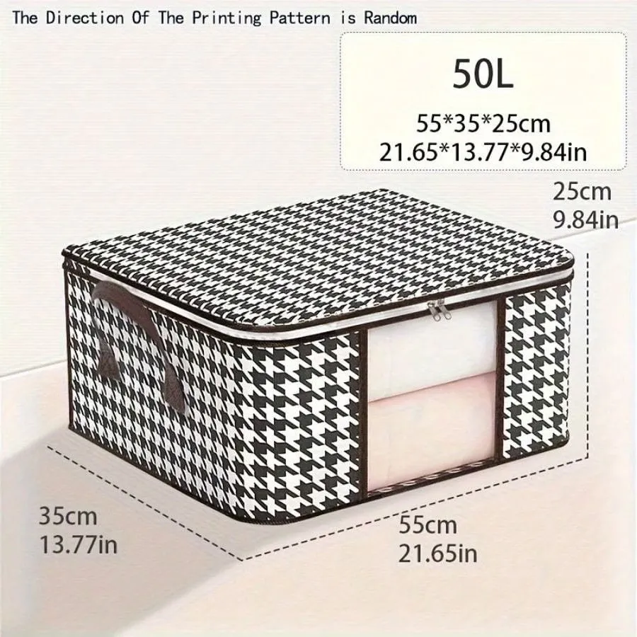 Houndstooth Fabric Storage Bin
