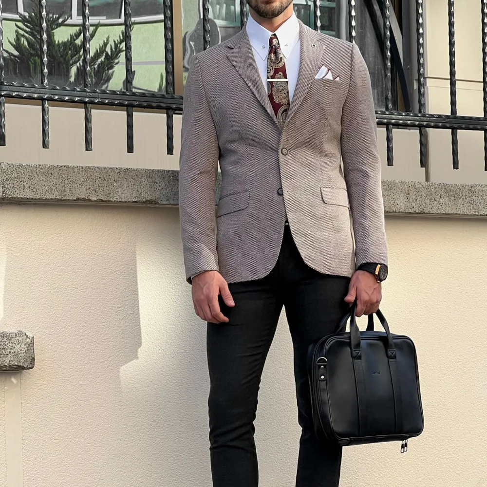 Refined Slim Fit High Quality Mono Collar Knitted Blazer
