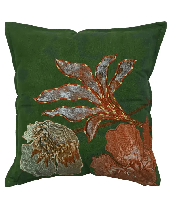 Floral Striped Cotton Decorative Cushion Cover