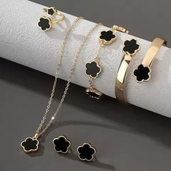 5Pcs/Set Jewelry Stainless Steel Five Leaf