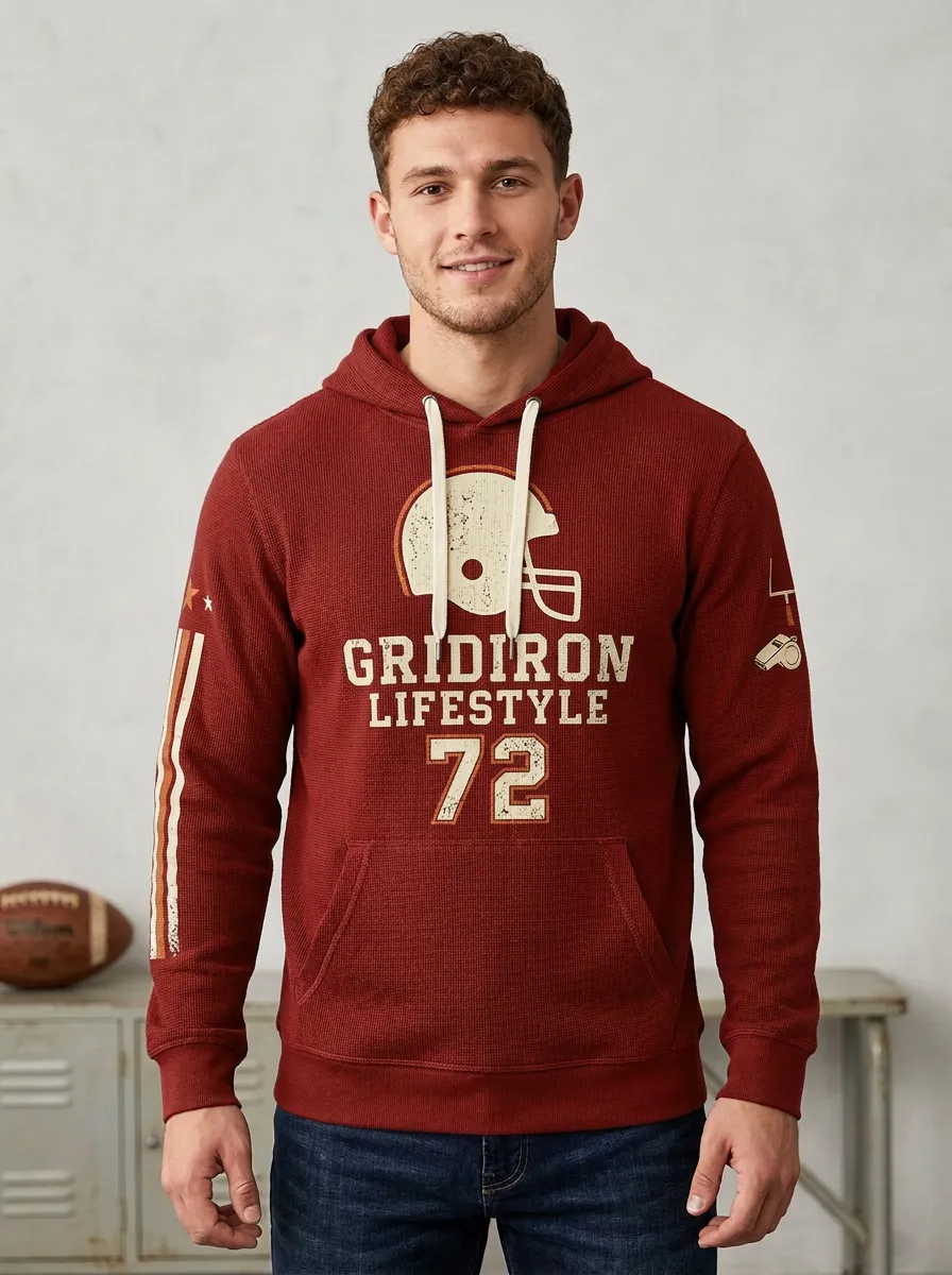 Men's Football Fan Gridiron Lifestyle 72 Helmet Printed Hoodie
