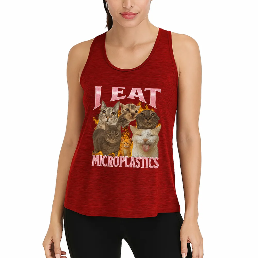 I Eat Microplastics Funny Cat Meme Athletic Tank