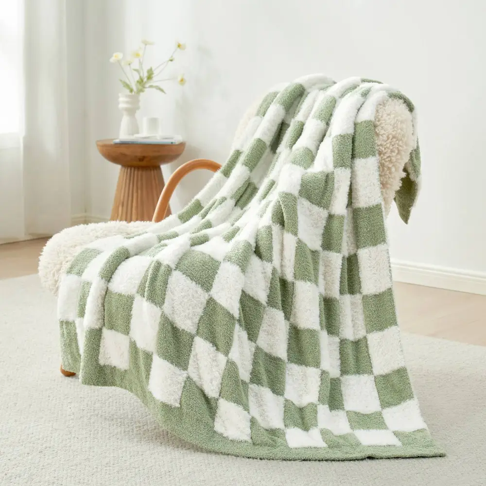 Fluffy Checkered Blanket