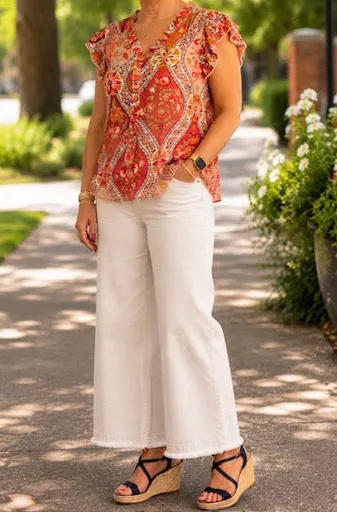Pleated Sleeve Button Down Floral Printed Top