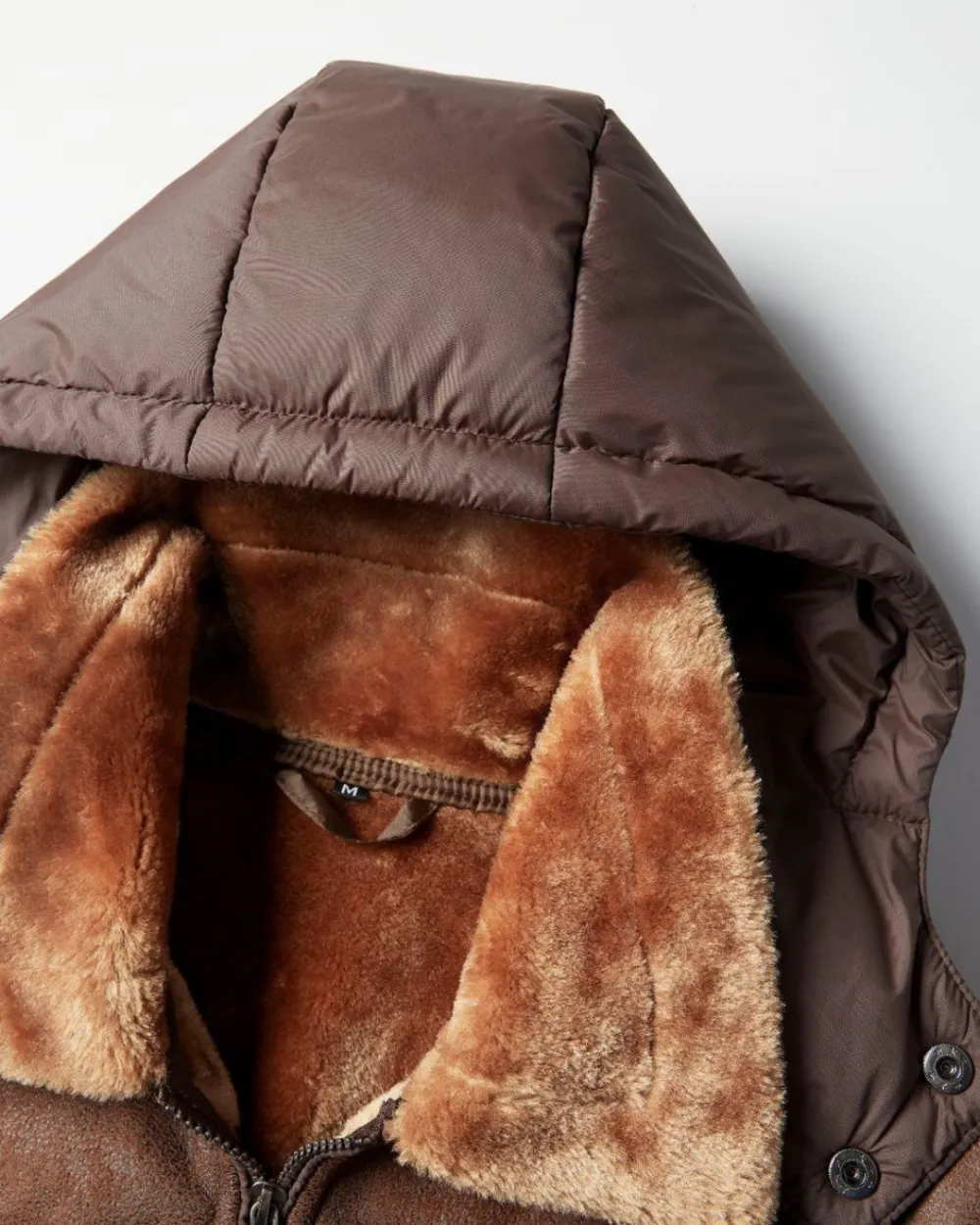 Mixed Texture Shearling Collar Jacket