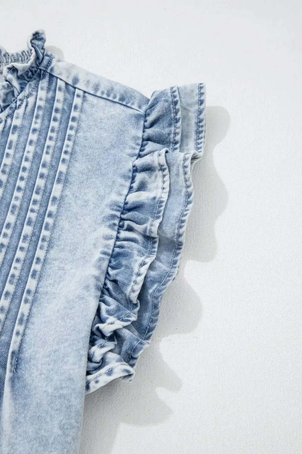 Ruffle Pleated Detail Vintage Washed Top