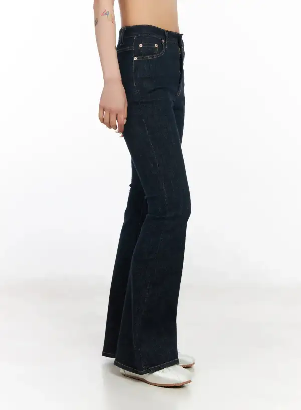 Pocketed Wash Bootcut Jeans