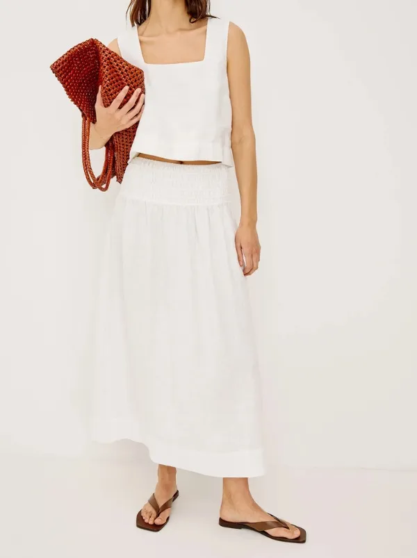 Skirt in White Linen