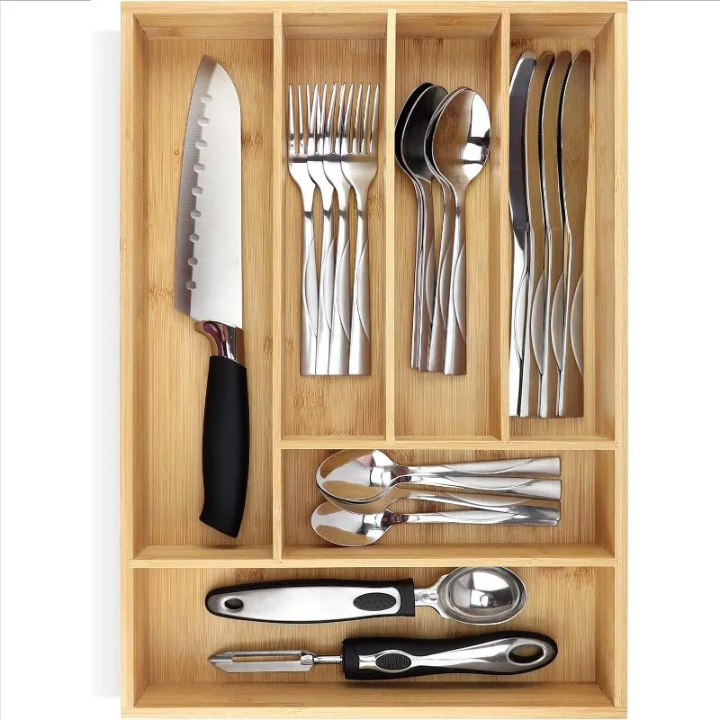 Bamboo Silverware Drawer Organizer