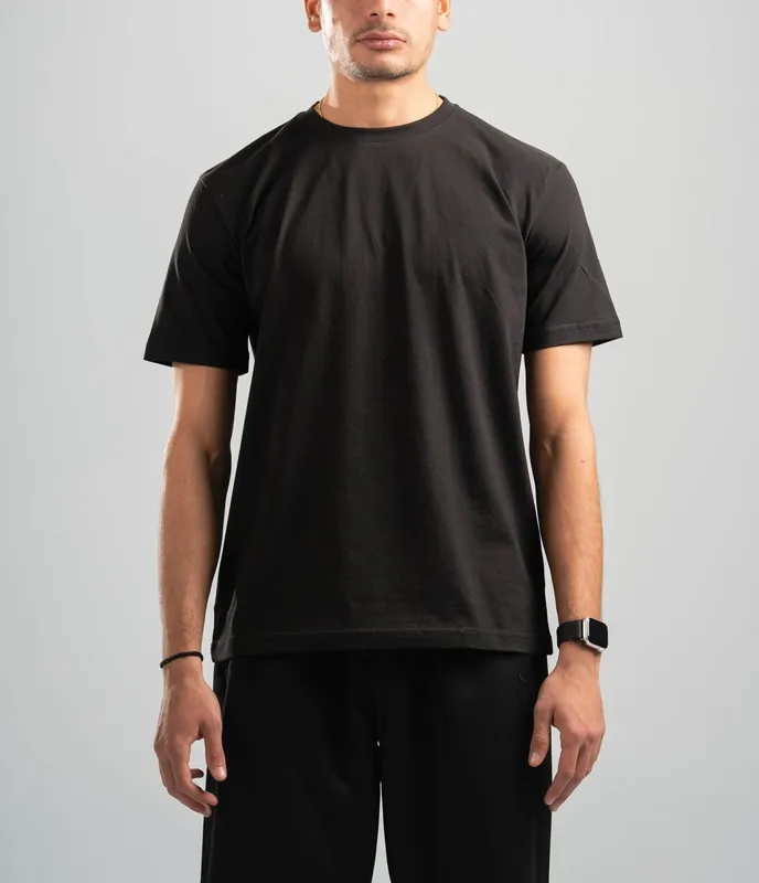 Black Soft Cotton Crewneck Tee