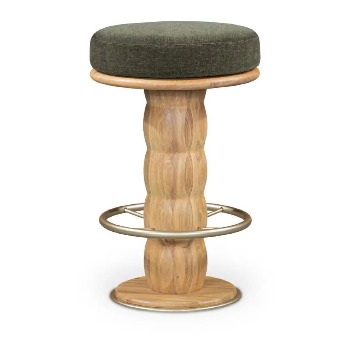 Swivel Oak-Frame Counter Stool
