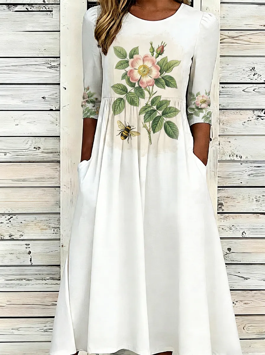 Botanical Nature Lover Wild Rose Bee Dress