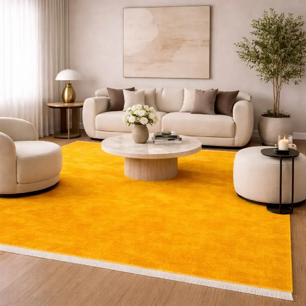 Hand-Loomed Wool Fringe Square Carpet