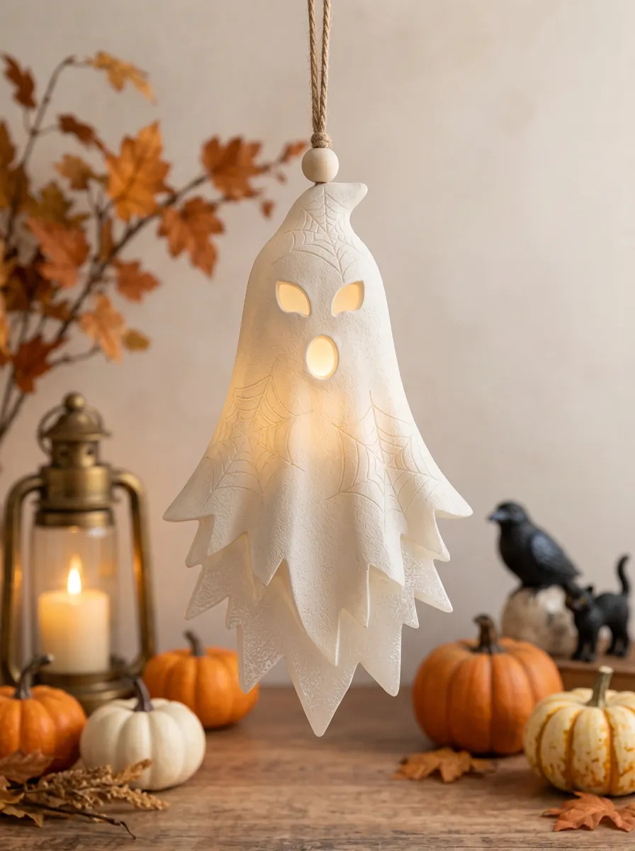 Halloween Spooky Ghost Spiderweb Printed Hanging Ornament