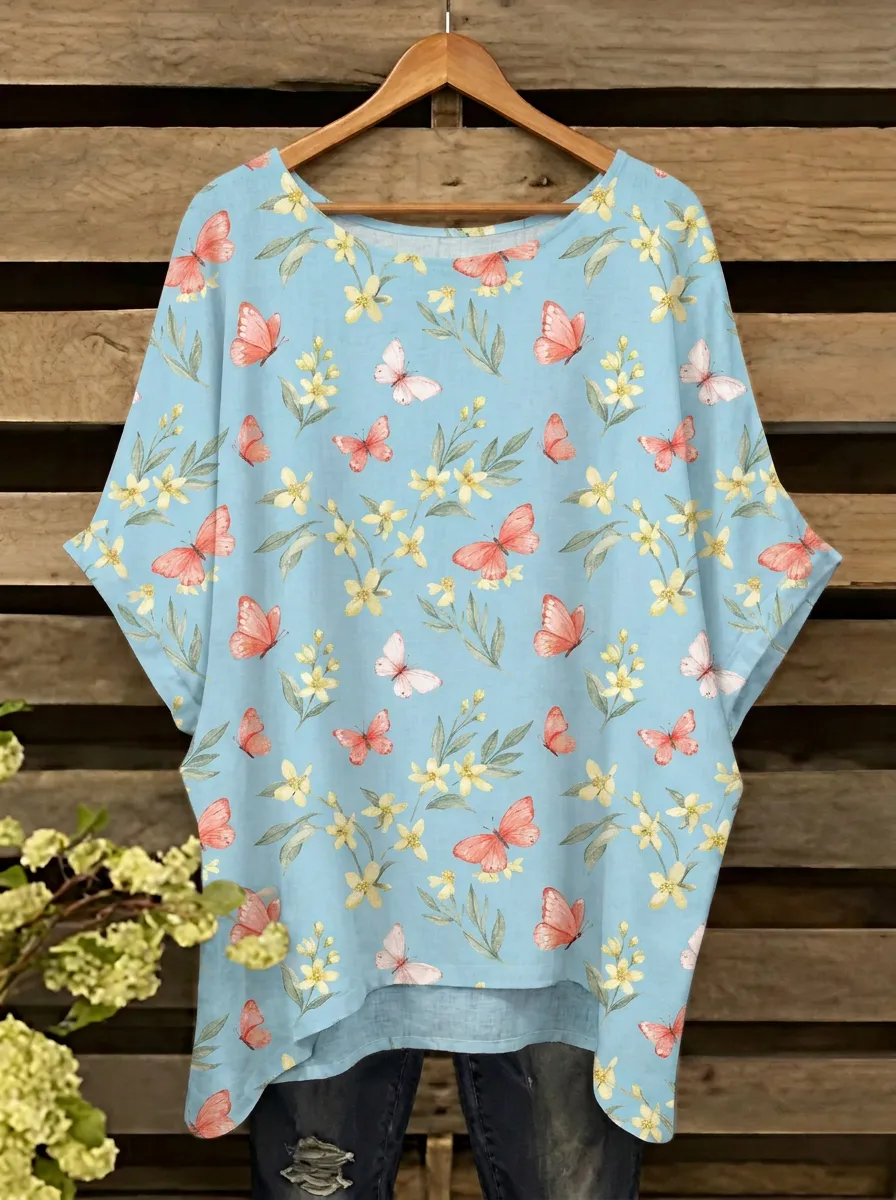 Butterfly Women's Loose Printed T-Shirt
