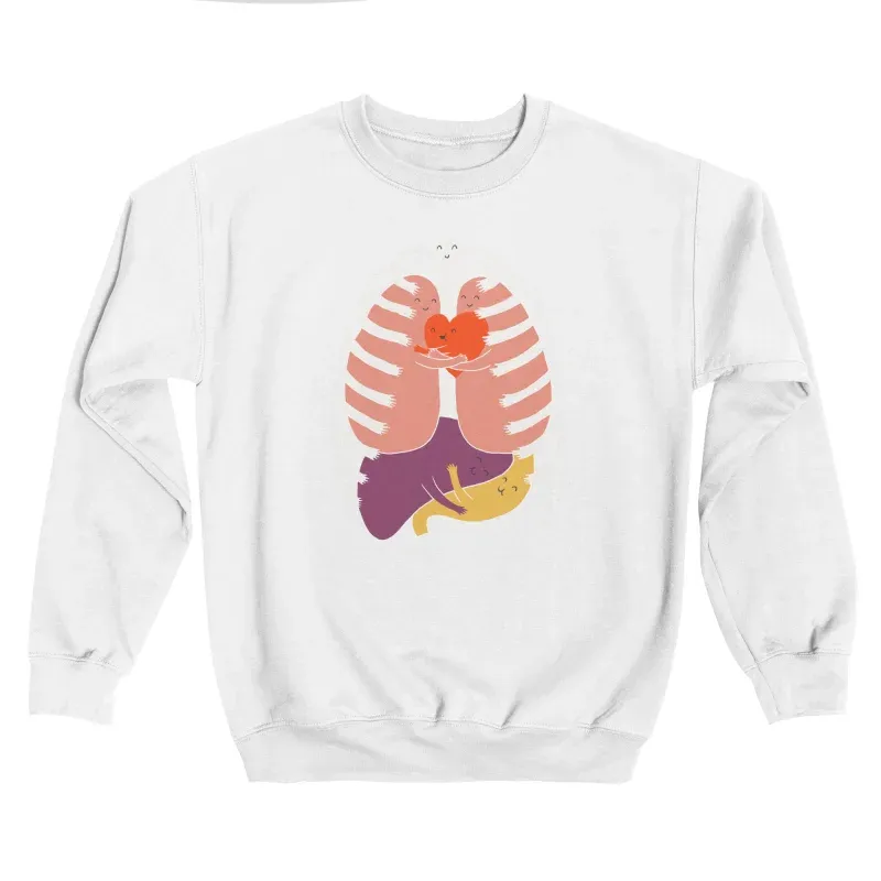 Cute Hugging Organs Design Sweatshirt