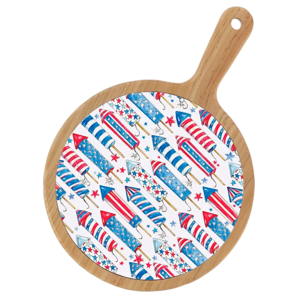 Rocket Motif Bamboo Ceramic Cheese Board